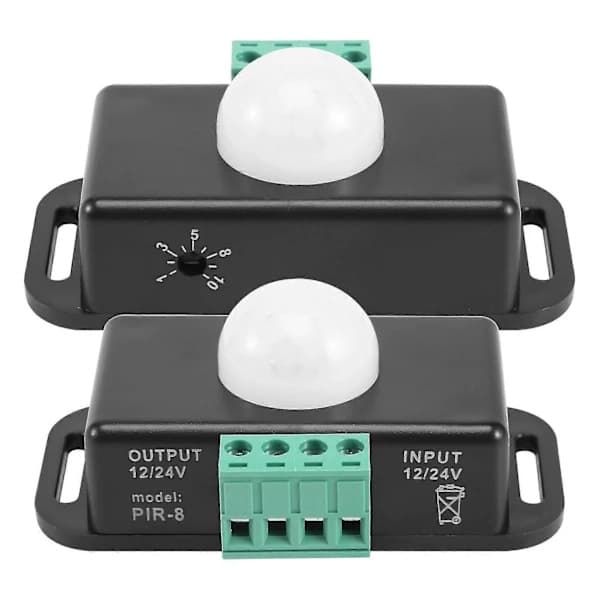 Bevegelsessensorbryter, 12V 24V PIR-sensor LED for fleksible LED-strips, 2-pakning