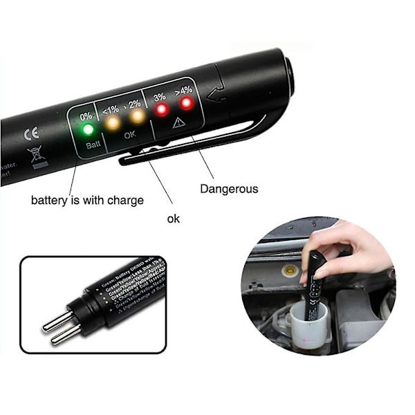 Bromsvätske Testare Detektor, 5 LED Auto Diagnostisk Broms Testare Bil Broms Testare Auto Broms Testare för DOT3 DOT4