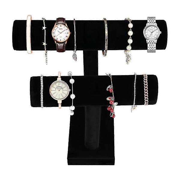 PIAO Fløjlssmykker Fløjl Armbåndsstativ Smykkeholder Urholder Armbåndskæder Stativ Bangles Display Bar T Bar 2 Ruller