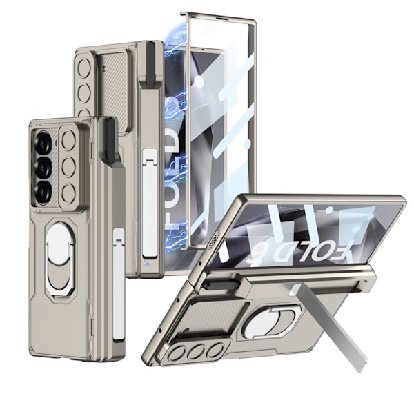 Etui til Samsung Z FOld6 med magnetisk lukking og pennespor Titanium Gray