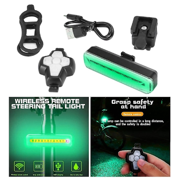 Waterproof Bicycle LED Turn Light Green Vertical Tail Light