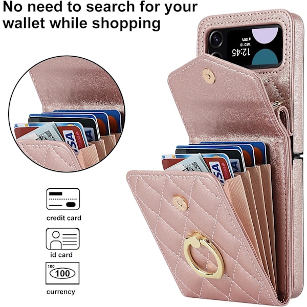 Accordion Crossbody Pung Etui Kompatibel Med Samsung Galaxy Z Flip 5, Pu Læder Etui Med Justerbar Rem & Ringholder