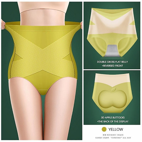 Women's Seamless High Waist Briefs Underwear Ice Silk Seamless Panties Strong Body Shaping Pants 3d Cozy Hip Lift Briefs