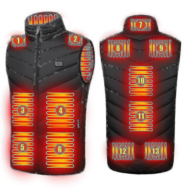 Oppgradert 11 soner Herre Oppvarmet Vest Usb Lading Varmefrakk Smart Heating Ermeløse jakker