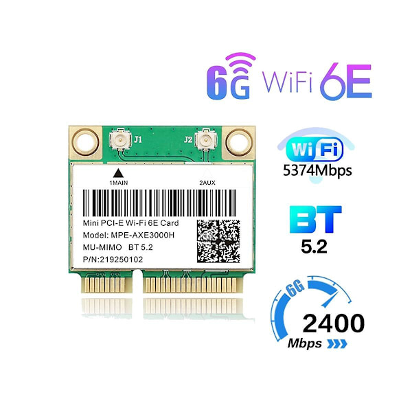 -axe3000h Wifi Kort Adapter + Antenne Wifi 6e 2400mbps Mini Pci-e Til Bt 5.2 802.11ax 2.4g/5g/6ghz Wl