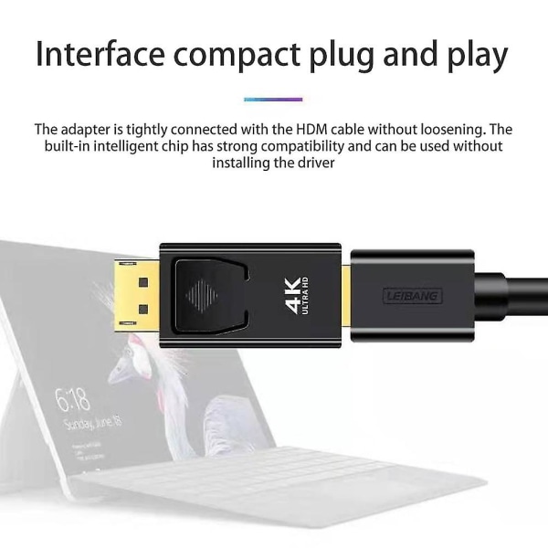 2x skærmport til HDMI han-hun-adapter-konverterstik 4K skærmport D