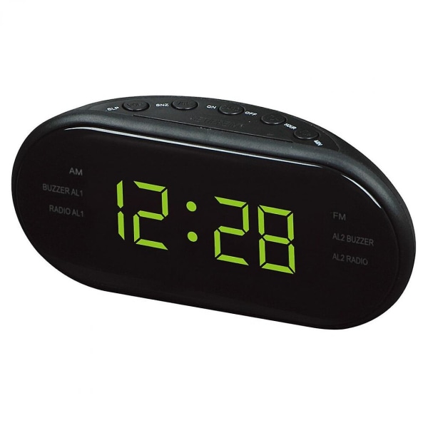 Gave 3 Fm Am Radio 1,2 tommer Led Display Ur Elektronisk Desktop Alarm Clock Digital Watch Radio Hjemmekontorartikler Eu-stik (sort)