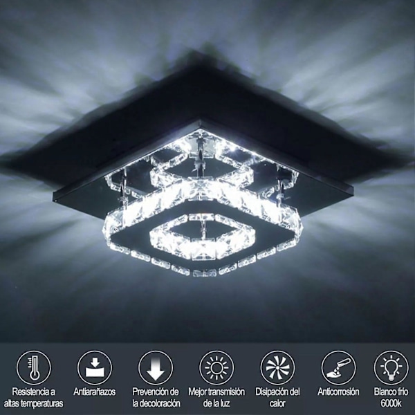 LED Taklampe 3 Lysfarger Moderne Dekorativ Kvadratisk Falsk Krystall Mini-Lysekrone for Stue Gang 85265V