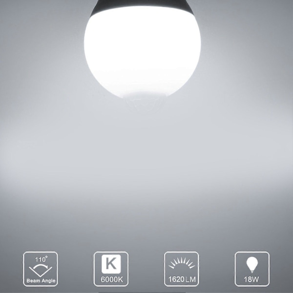 E27 18W LED Induktionslampa PIR Infraröd Ljusstyrningslampa för Korridor Sovrum Trapphus 85265VPure Vit Ljus