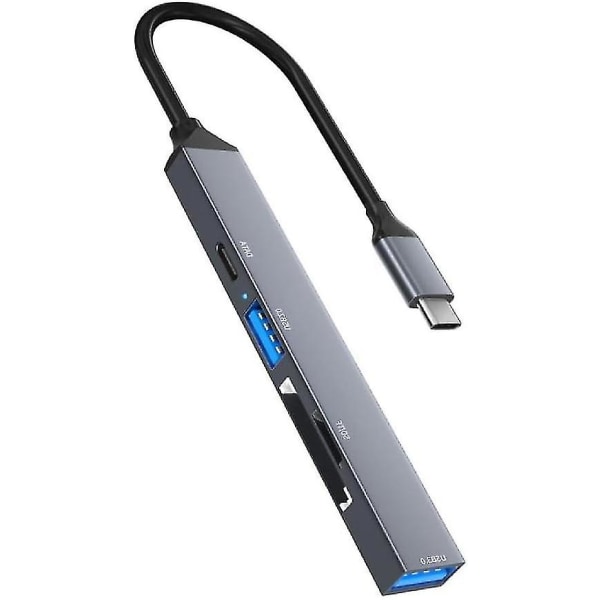 5 i 1 USB C-hubb, USB C-adapter med USB 3.0-kortläsare och dockningsstation, USB C till USB 3.0 2.0 A