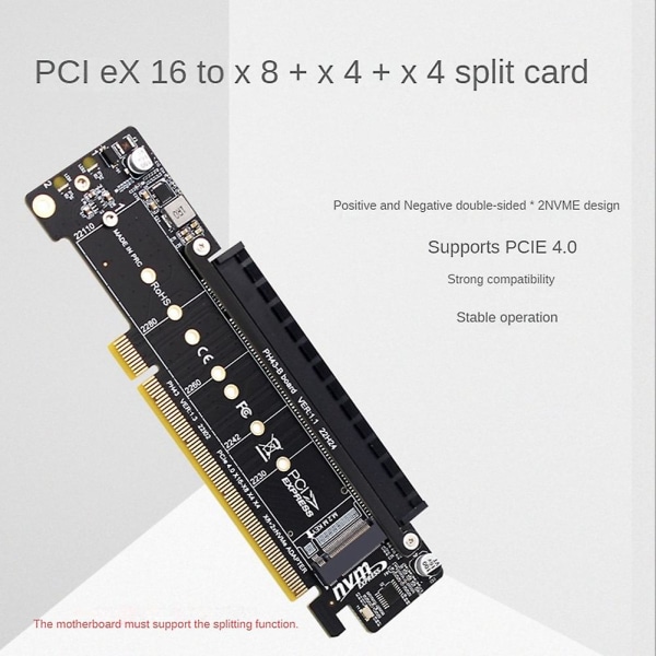 Pcie4.0 Split Expansion Riser Card Pcie X16 - M.2 Nvme Ssd -sovitinkortti Pcie X16 - X8+x4+x4 Quad