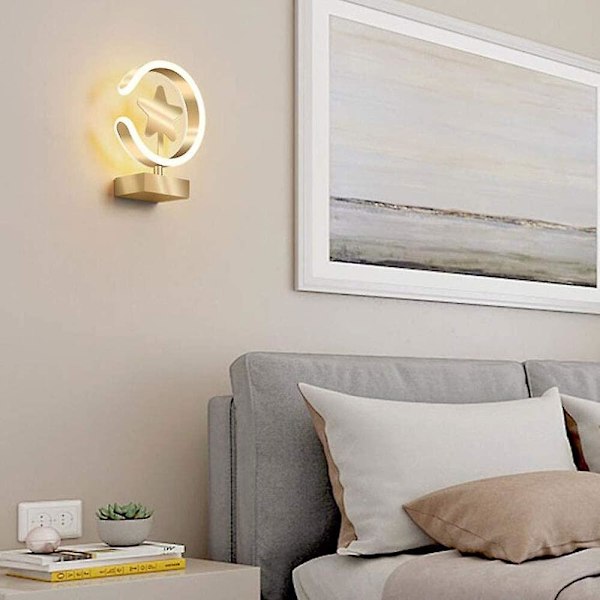 Nordisk Enkel Moderne Væghængt Lampe Natskærme Lys Prestige Kreativ Stjerner Opholdsstue Baggrund Baggrundsdekorationer Vægmale Led Lys Wh