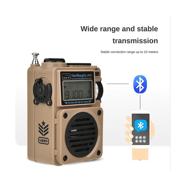 701 Full Band Radio Fm Mw Sw Mottaker Bluetooth 5.0 høyttaler musikkspiller støtte