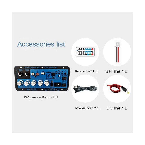 D60 50w Subwoofer power med optiskt ljud 12v24v220v Bluetooth ljudförstärkare Boa
