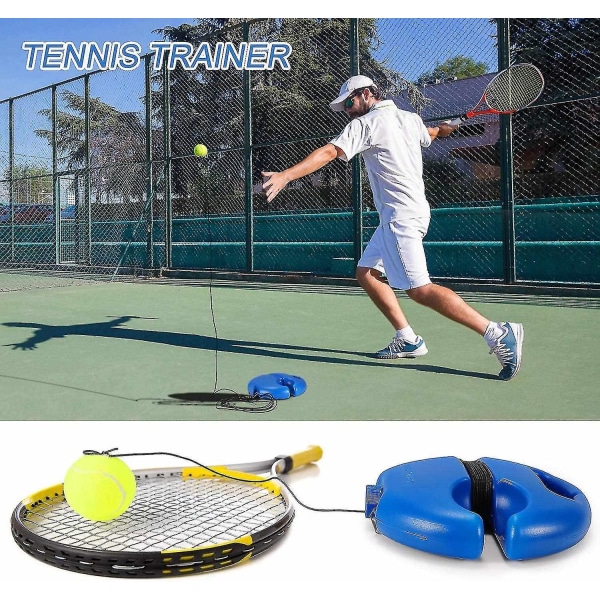 Tennistrenersett, tennistrenerutstyrsbase med snor og 3 returballer for soloøvelse