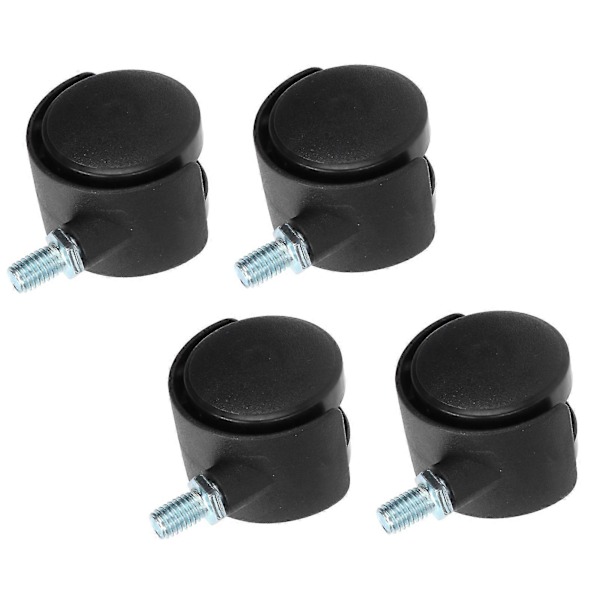4 stk. PU-hjul med bremse 1,5 tommer universalhjul til skab reol trolley sort