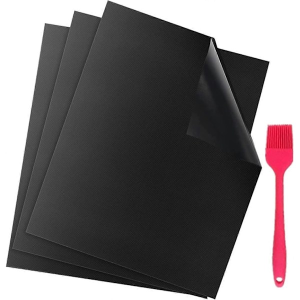 Bakematter (3 stk, 40 * 33 cm) Grill, Grillmatte Sett, Non-Stick Teflon Ovn Bakematte, Gjenbrukbar, Lett å Rengjøre og Non-Stick, Kan Klippes