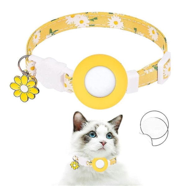 Airtag-kattehalsbånd, kattungehalsbånd med luftmerkeholder og klokke- og blomstersjarme for jentekatter Guttekatter Små hunder