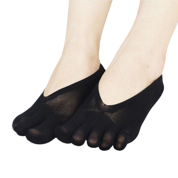 Femfinger sokker for kvinner Ultratynne, lavt skåret tåseparerte sokker Hudvennlige pustende ankelsokker