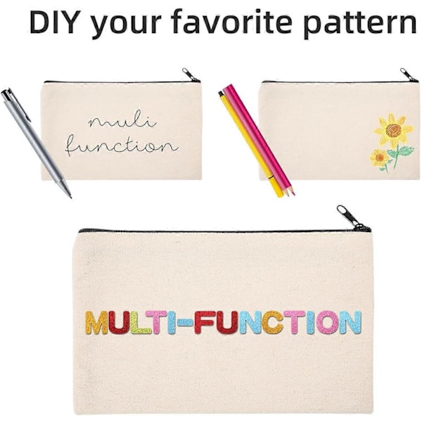 PIAO 10 Pak Blanke DIY Håndværkstaske Lærred Pen Etui Blanke Makeuptasker - Lærred Blyanttaske Bomuldslærred Kosmetikpose Multifunktionel Rejse Kosmetikpose 8.