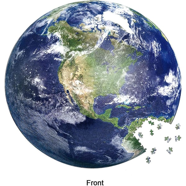 Runde Puslespill for Voksne 1000 Brikker - Dobbeltsidig Rundt Puslespill Jorden for Voksne Barn Familie Puslespill Dekorasjon Gave til Tenåringer