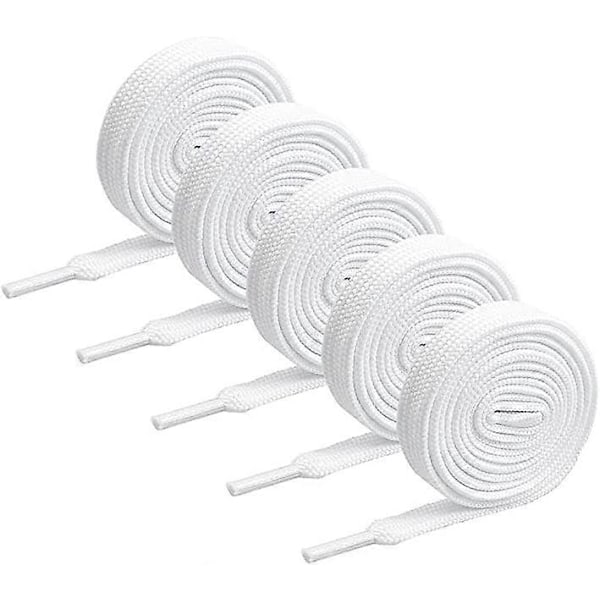 5 paria litteitä kengännauhoja, 140 x 0,8 cm valkoiset kengännauhat kestävät polyesterikengännauhat korvaavat kengännauhat urheilukenkien saappaisiin tennareihin
