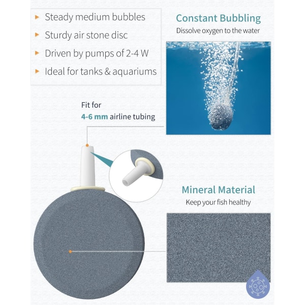 Disc Bubbler 4 cm boblefrigjøringsverktøy rund oksygenspreder for nanoluftpumpe akvarium liten dam og DWC-tank, 4 stk.