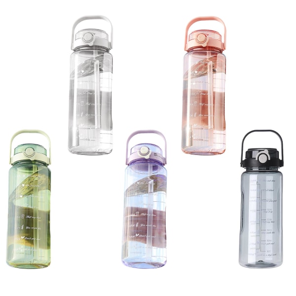 Flerfarget bærbar vannkopp i glass, lekkasjesikker høytemperaturbestandig stråvannflaske med stor kapasitet, egnet for treningsstudio