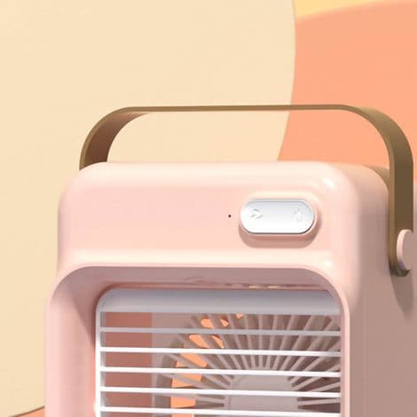 Mini bærbar USB bordventilator med 3 ventilatorhastigheder. Pink.