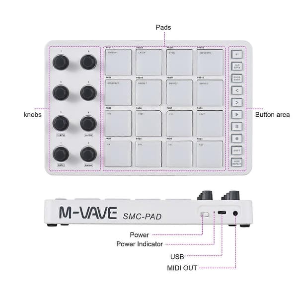MIDI Controller Strike Pad RGB Baggrundslys MIDI Keyboard BT Forbindelse Lav Latens 3.5mm Output Inter