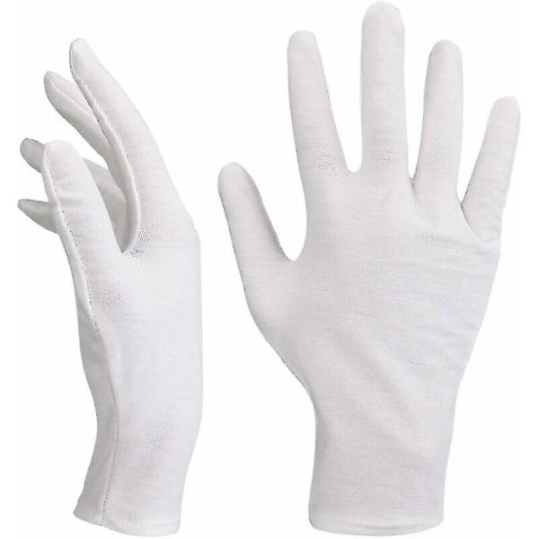 2024 12 par hvide handsker Bløde bomuldshandsker