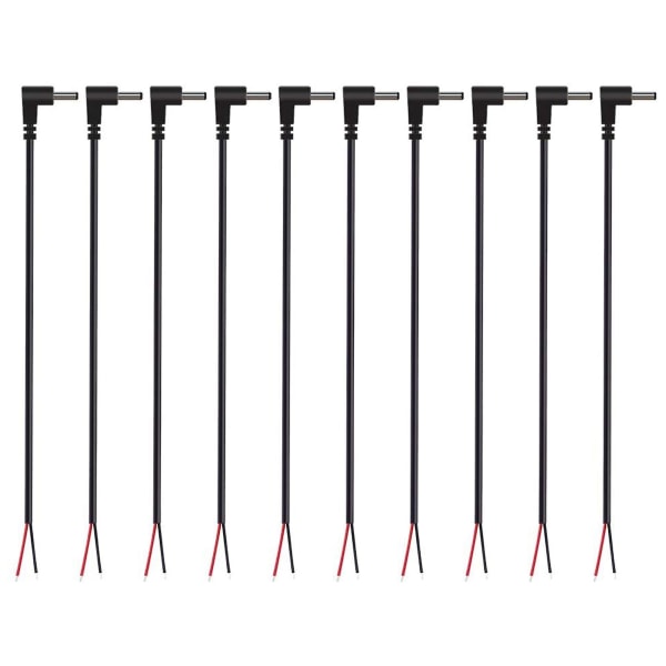 (10 stk.) Udskiftning 3,5 mm x 1,35 mm 90 graders retvinklet DC-strømstikhane til bar ledning åben