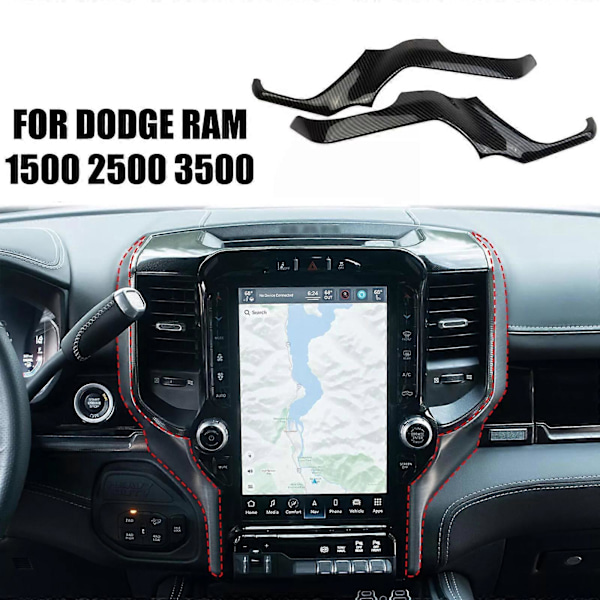 För Dodge Ram Kolfiber inre navigationsluftutloppslist 1500 2500 3500 js