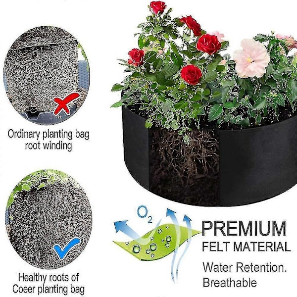 Rund Plantekasse Dyrkingsposer Plantepotte Stoff Hagehøybed Hjem Dekor Plantepakke lilla 90 x 30cm