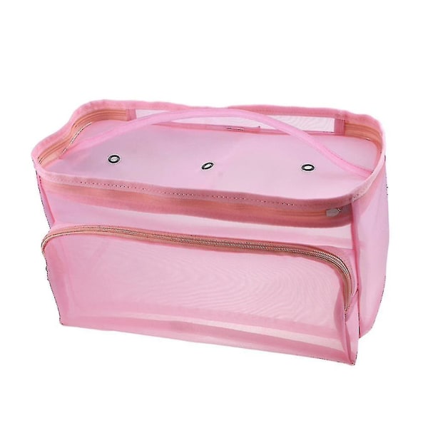 Opbevaringstaske til strikkeværktøj Hæklenålsopbevaringstaske Mesh Uldgarn Opbevaringspose (lyserød)