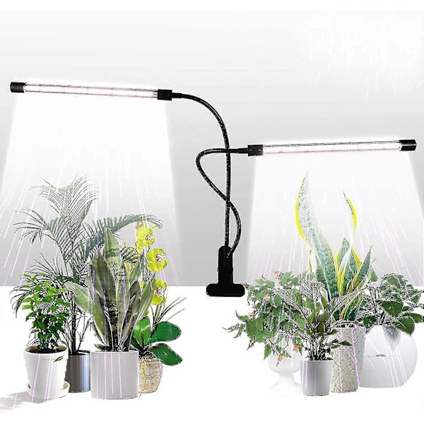 Kasvivalo, auringonvalkoinen 50w 84 LED kaksoispäällä varustettu kasvivalo, 4/8/12h ajastin ja 5 himmennettävää tasoa