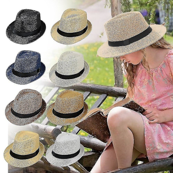 Hatt i strå for menn og kvinner - Jazz Fedora, Cubansk solhatt, Panama, kort brem, sommer