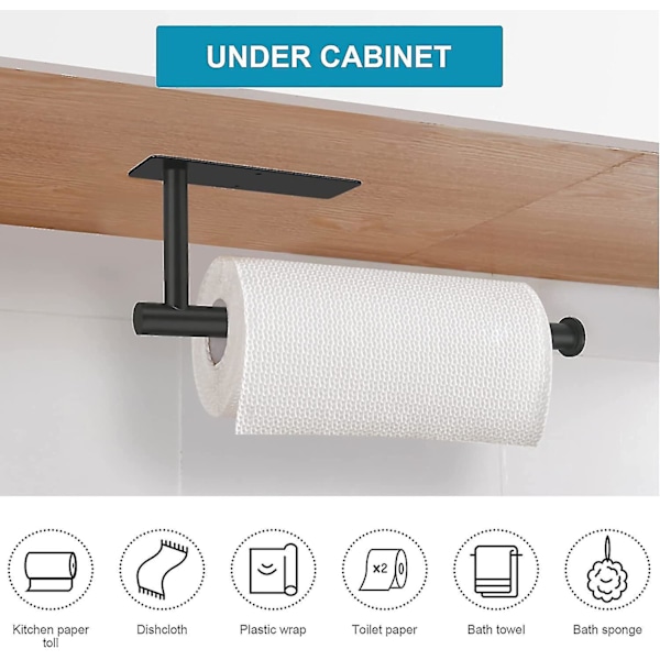 Paper Towel -telineet - Kaapin alle Paper Towel -rullapidike Asennus Pysty- tai Vaakasuoraan, Itseliimautuva tai Porattava Matta Musta Liimapaperi Towel -teline