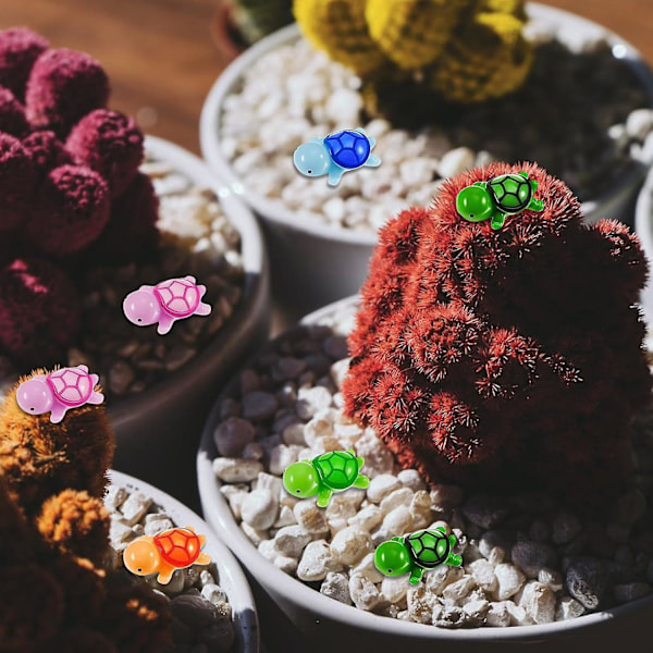 Miniature Skildpadde, Resin Skildpadde Figurer Multicolor Havskildpadde Statue, Mini Skildpadde Figurer Til Fe Have Mikro Landskab Kage Toppers