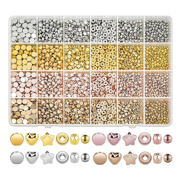 2160 Stycken Distanspärlor Set, Blandade Armbandspärlor Runda Pärlor Pärlor För Armband Smycken