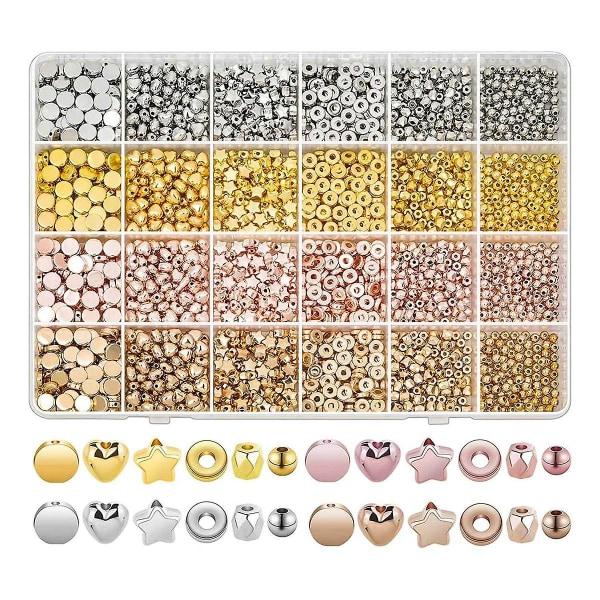 2160 stykker spacer perler sæt, assorteret armbånd perler runde perler perler til armbånd smykker