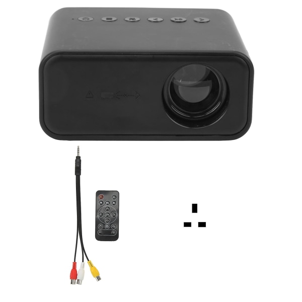 Miniprojektor Svart 1920x1080 Fjernkontroll innebygd høyttaler USB-drevet bærbar projektor for Family Office 100240v