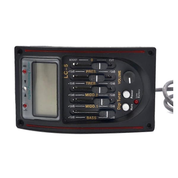 LC-5 5-bånds akustisk guitar pickup EQ forforstærker LCD tuner Piezo pickup equalizer system