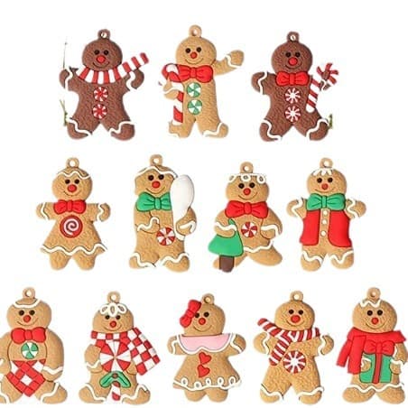 12 st julgransprydnader pepparkaksmän