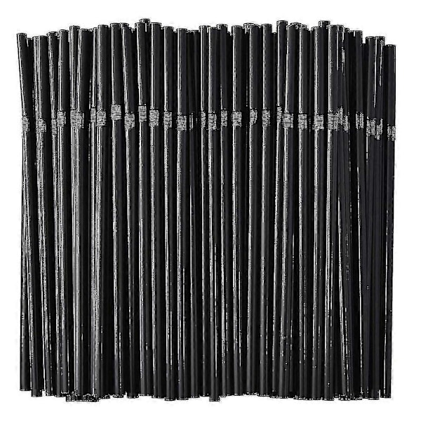 500/200/100 stk Fleksible Bøjbare Sorte Drikkestraws Plastik Engangsstraws