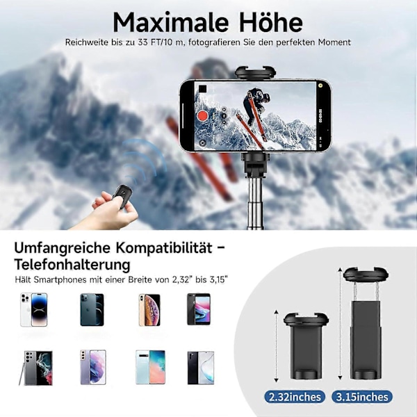 Selfie-stang Bluetooth selfie-stang stativhode Bluetooth fjernkontroll bærbar kompakt