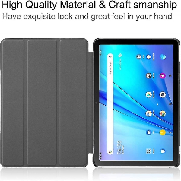 För Tcl Tab 10s 10,1 tum, Tri-fold Slim Lättvikts Hårdskalsskydd Smart Cover För Tcl Tab 10s Surfplattafodral Med Stativ - Svart