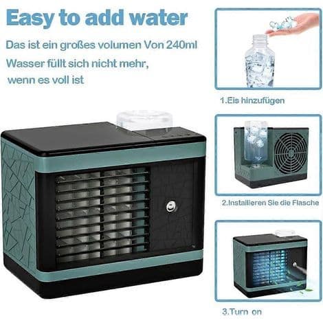Mini bærbar luftkjøler. USB kjølevifte med luftfukter - AquaForge