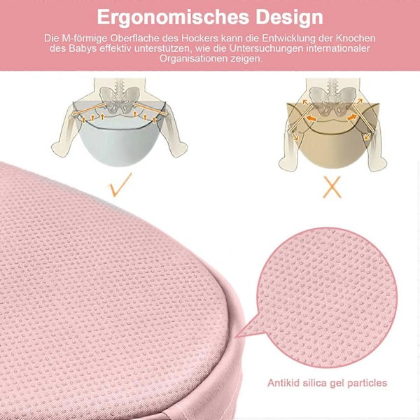 Bärsele för nyfödda från födseln, bekvämt höftsäte rosa, mjuk och säker design för spädbarn
