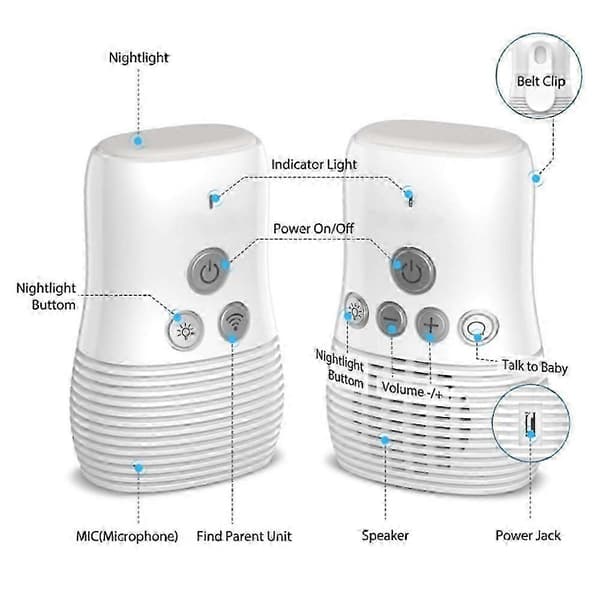 DBM-8 Let Nat Trådløs Tovejs Audio Babyalarm Tal Tilbage Intercom Lydalarm til Spædbarn UK Plug